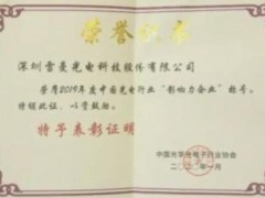 雷曼光电荣获2019年度中国光电行业“影响力企业”